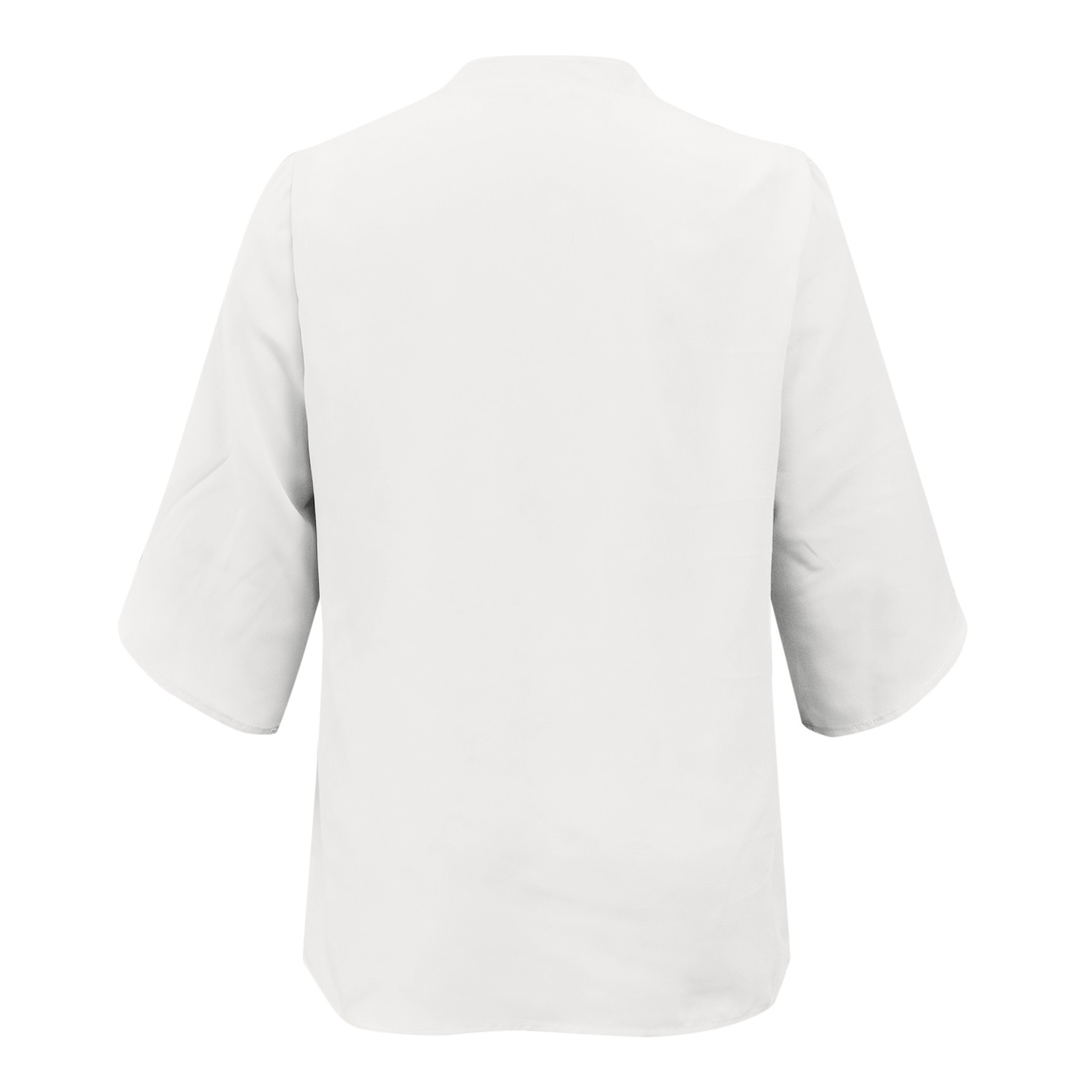 thumbnail image 5 of Nuevos tops de manga petal para mujer: blusa holgada de gasa con cuello en V y detalles plisados, mangas tres cuartos para el trabajo en verano o salidas informales., 5 of 5